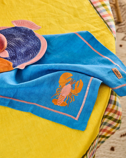 Kip & Co - Lobster Embroidered 4P Napkin Set