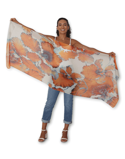 The Artist Label - Viscose Scarf Orange Bloom - The Ivy Room Adelaide