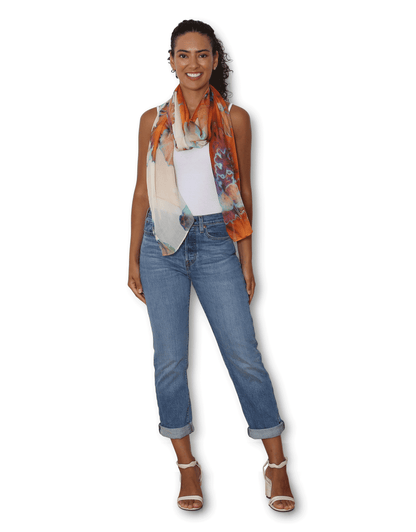 The Artist Label - Viscose Scarf Orange Bloom - The Ivy Room Adelaide