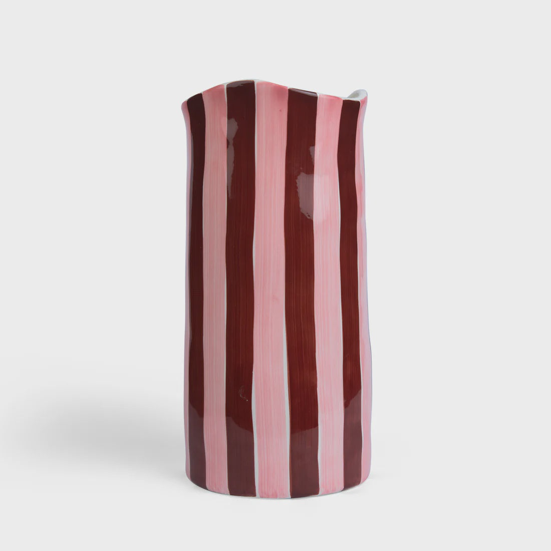 Noss & Co - Large Vase | Burgundy & Pink Stripe - The Ivy Room Adelaide
