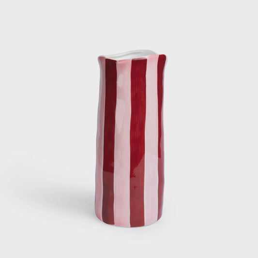 Noss & Co - Medium Vase | Burgundy & Pink Stripe - The Ivy Room Adelaide