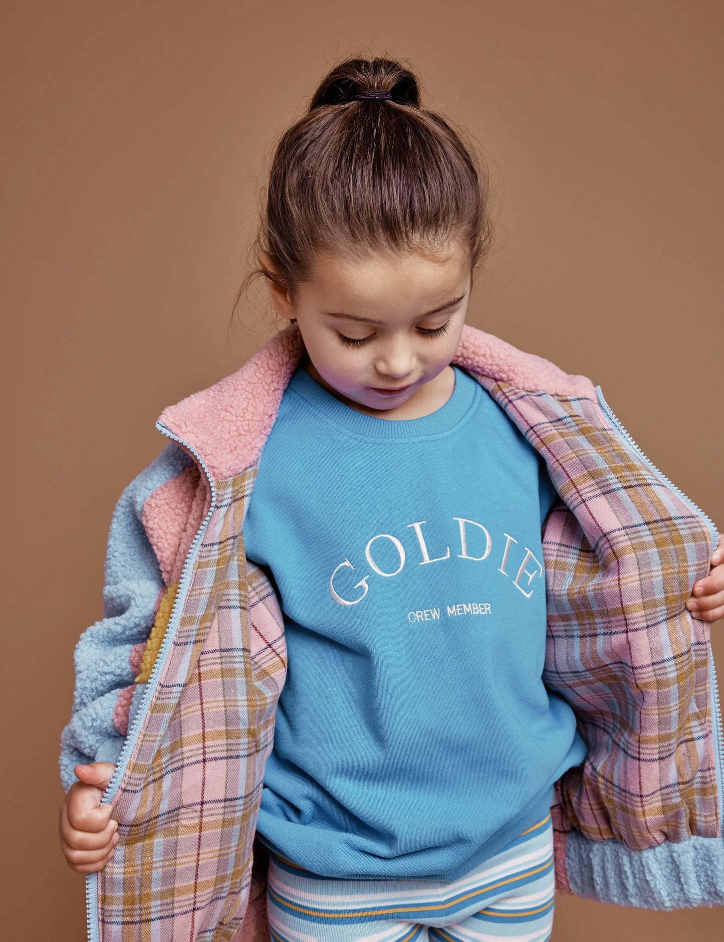 Goldie + Ace - Goldie Crew Embroidered Sweater Lake