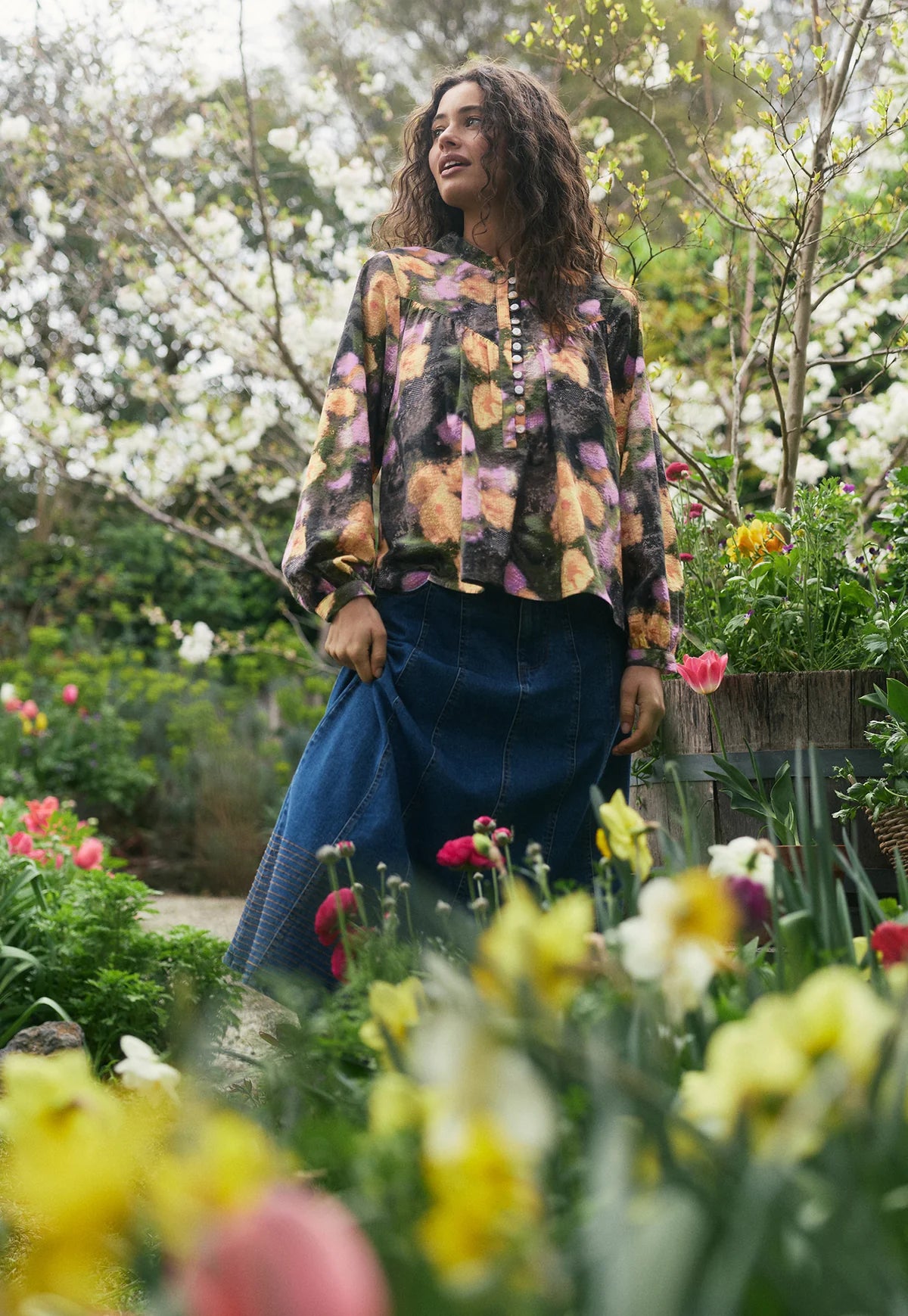 Nancybird - Sierra Blouse Rain Floral