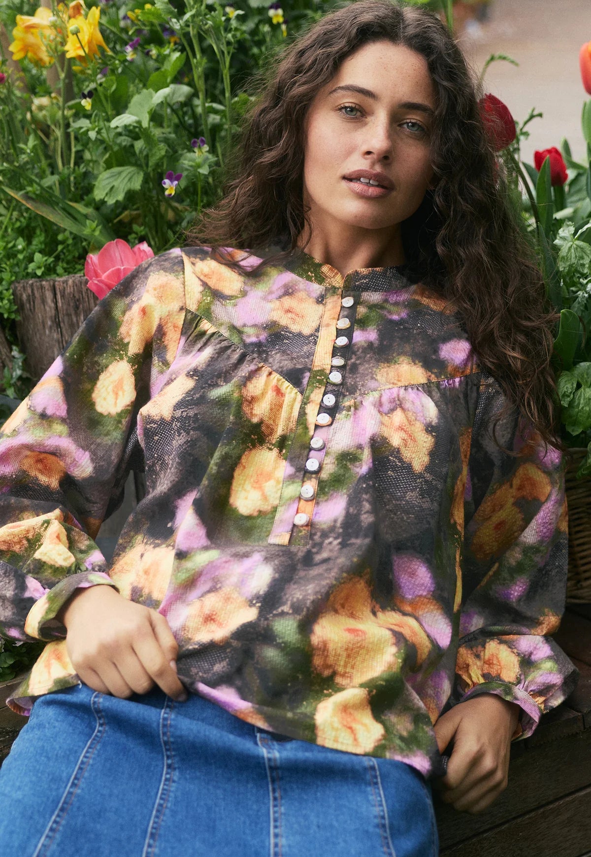 Nancybird - Sierra Blouse Rain Floral