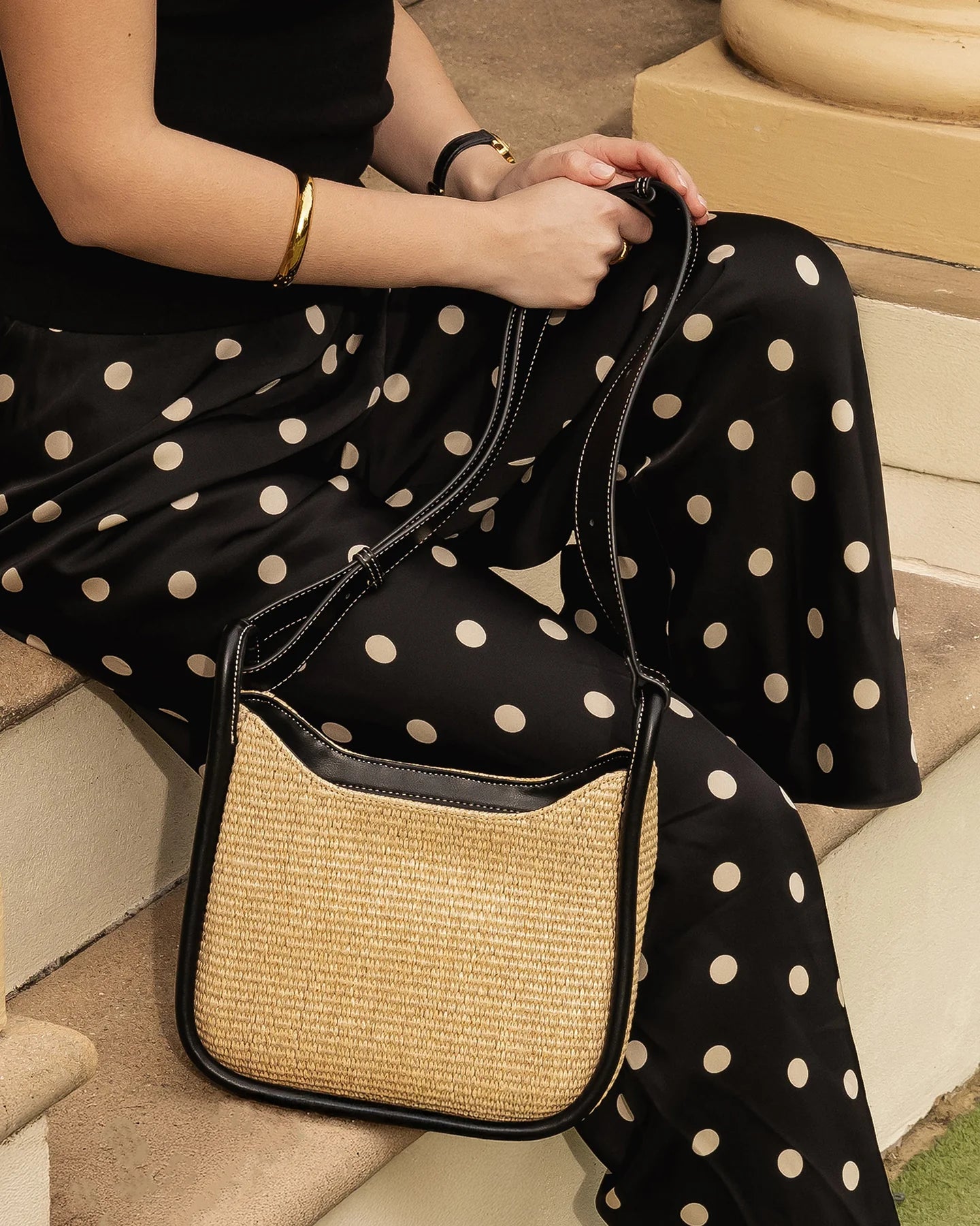 Louenhide - Clare Raffia Shoulder Bag