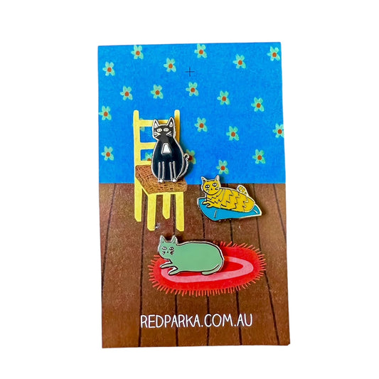 Red Parka - Cat Trio Pin Set