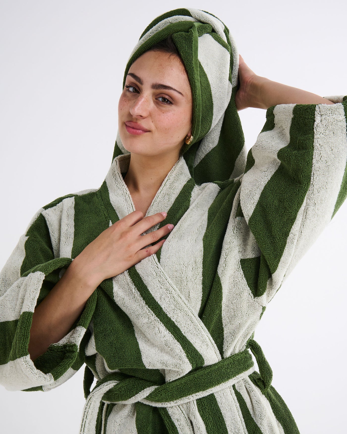 Kip & Co - Moss Stripe Terry Bath Robe