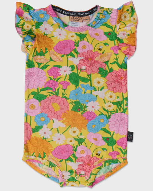 Kip & Co - Follow the Sun Yellow Organic Short Sleeve Romper