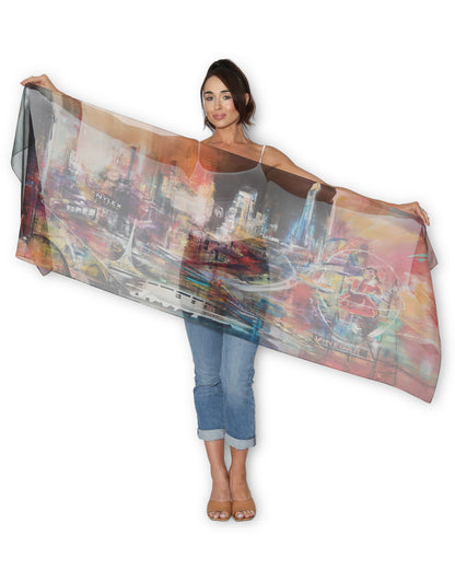 The Artists Label - Viscose Scarf Panorama Dancing Lights of Melbourne
