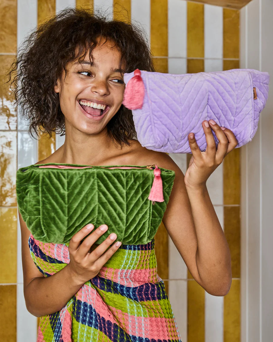 Kipn & Co - Lilac Velvet Toiletry Bag - The Ivy Room Adelaide