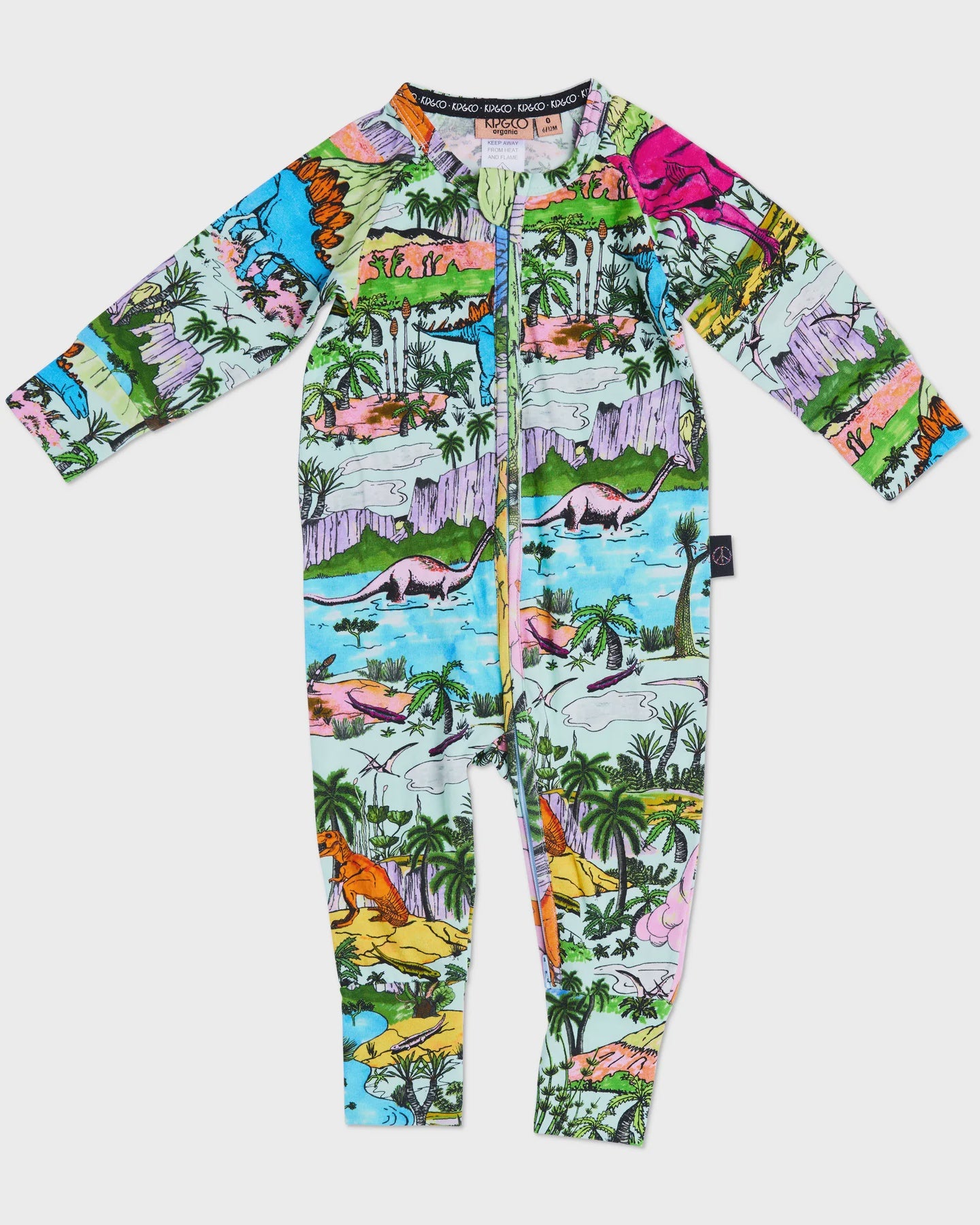 Kip & Co - Jurassic Organic Long Sleeve Zip Romper - The Ivy Room Adelaide