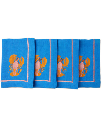 Kip & Co - Lobster Embroidered 4P Napkin Set