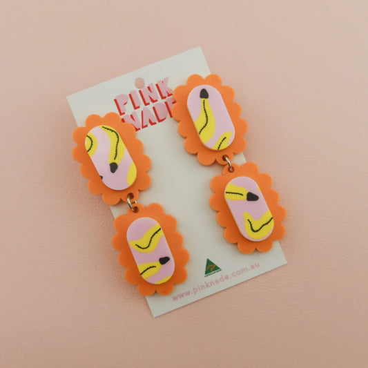 Pink Nade - Lacey Banana Dangle Earrings