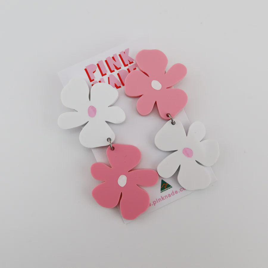 Pink Nade - Chantelle Pink / WhiteFlower Dangle Earrings