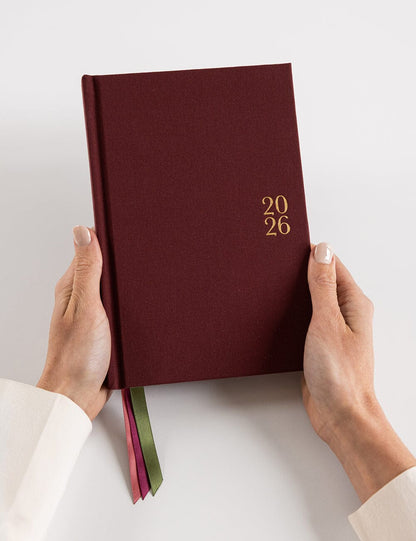Bespoke Letterpress -  2026 Petite Linen Bound Planner - Mulberry