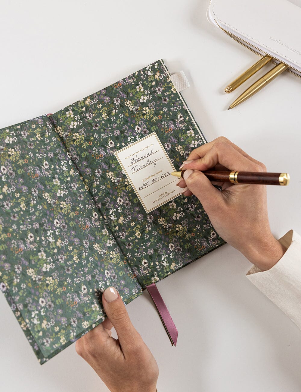 Bespoke Letterpress - 2026 Petite Linen Bound Planner, Summer Perennials