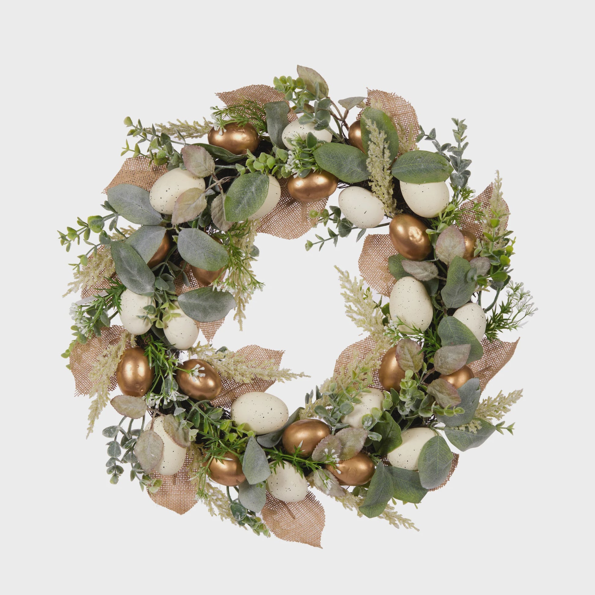 Holly & Ivy - 61cm Golden Egg Wreath - The Ivy Room Adelaide