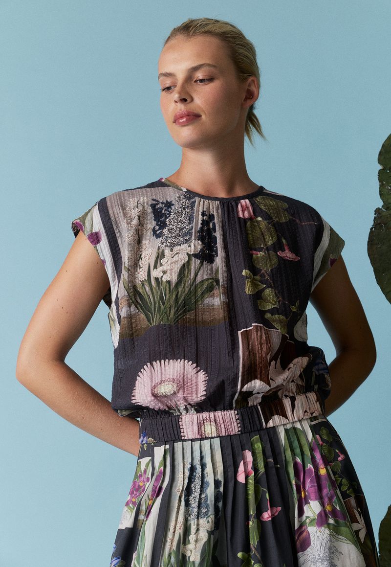 Nancybird - Alma Yoke Skirt / Charcoal Archive Floral