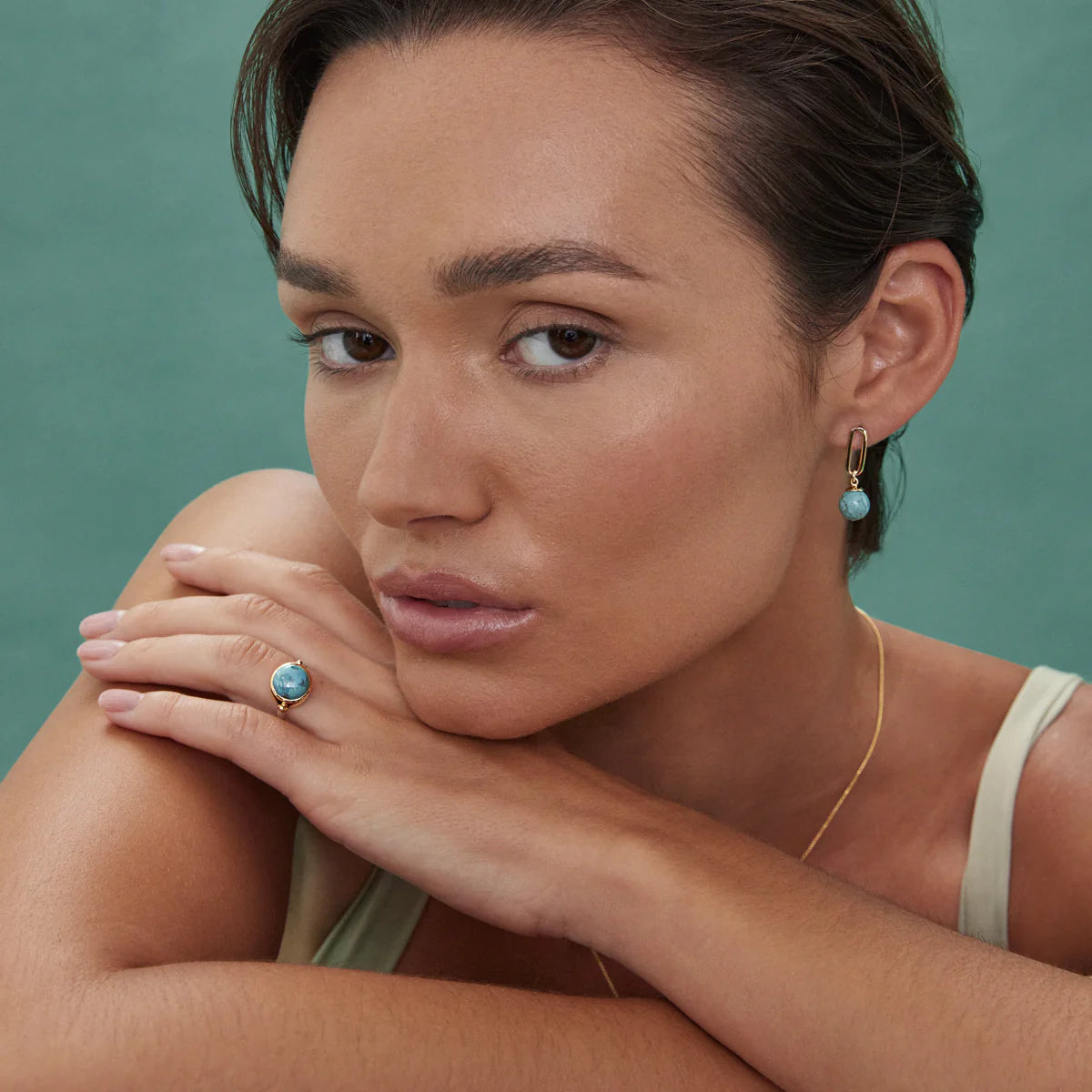 Najo - The Enchantress Turquoise Drop Stud Earrings