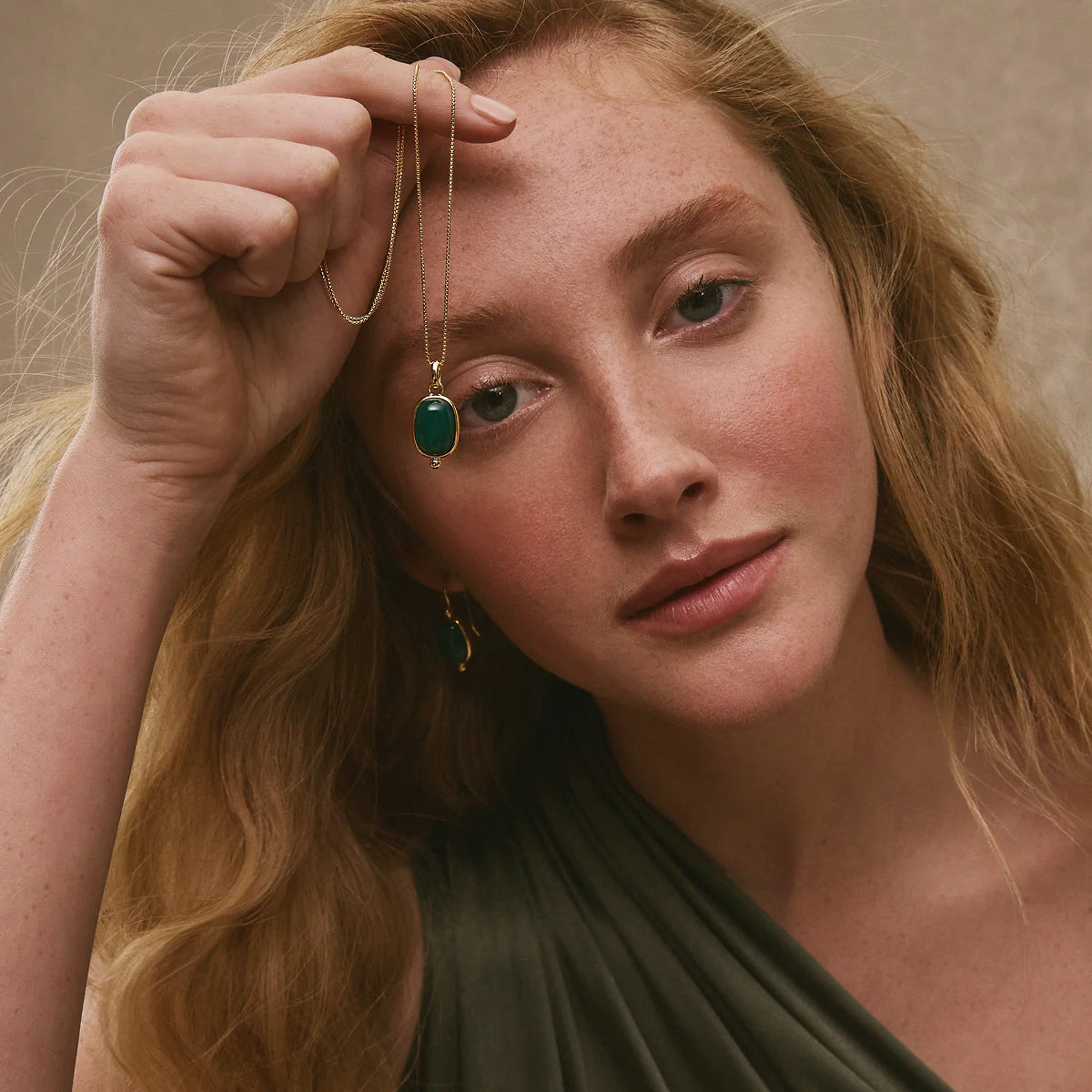 Najo - Fleur Green Onyx Earrings
