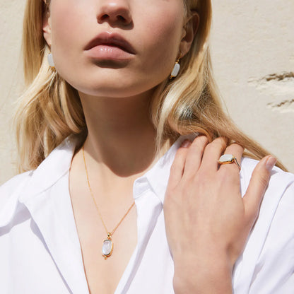 Najo - Fleur Rainbow Moonstone Earrings