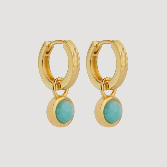 Solace Yellow Gold Amazonite Huggie Earring