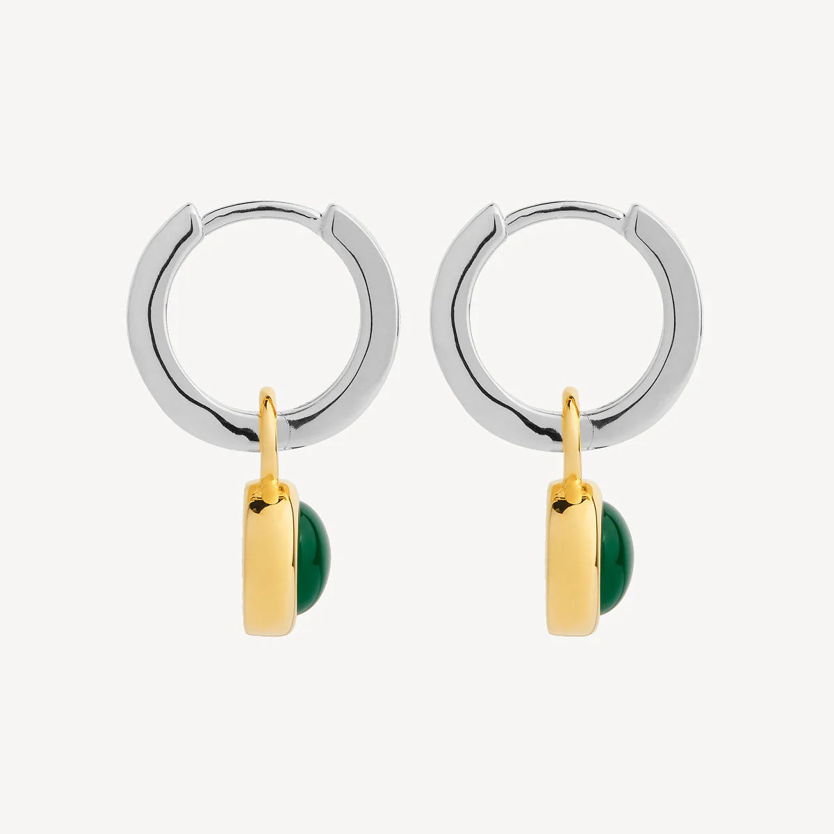 Najo - Solace Yellow Gold Green Onyx Huggie Earring