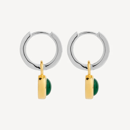 Najo - Solace Yellow Gold Green Onyx Huggie Earring