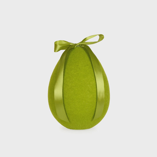 Holly & Ivy - Large Flocked Easter Egg Green