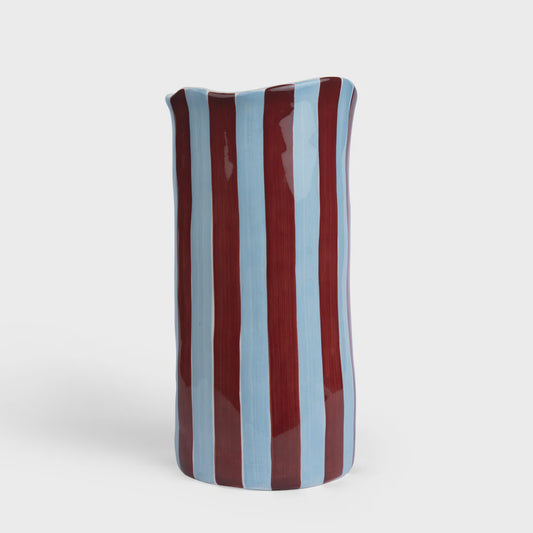 Noss & Co - Large Vase | Burgundy & Blue Stripe - The Ivy Room Adelaide
