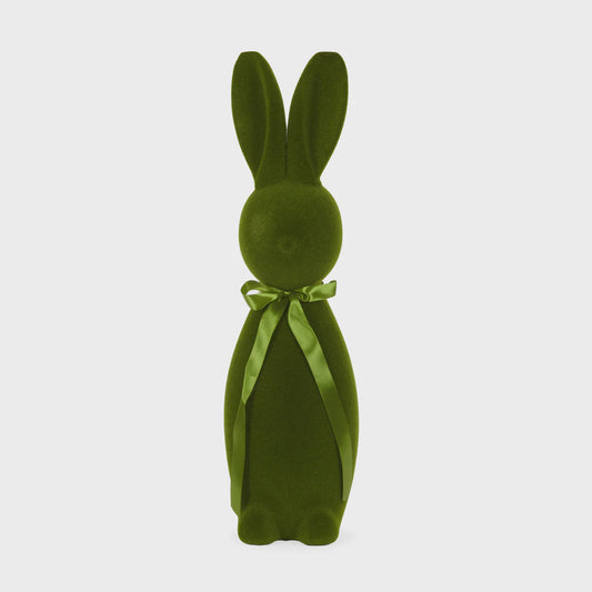 Holly & Ivy - XL Flocked Rabbit with Bow | Moss - The Ivy Room Adelaide