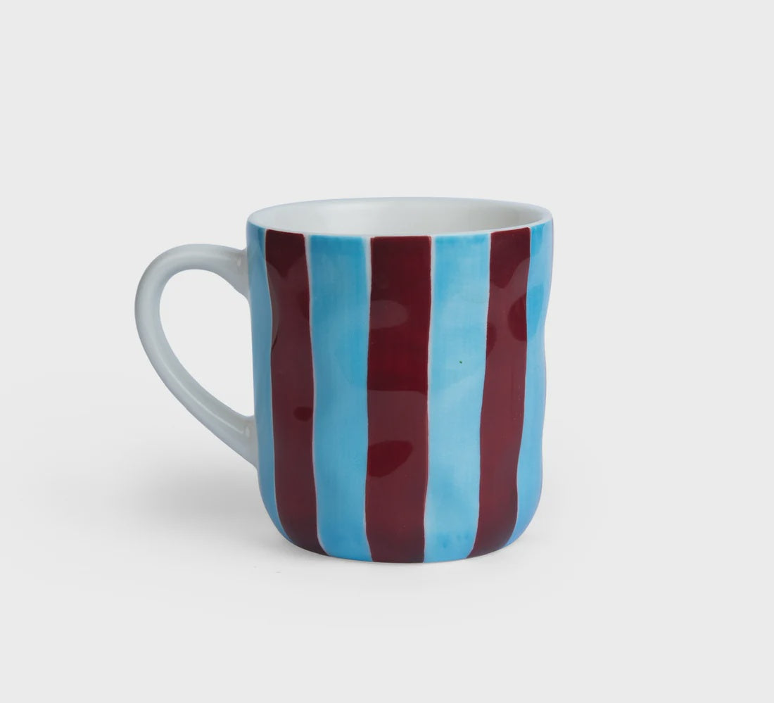 Noss & Co - Mug | Cornflower Blue & Burgundy Stripe - The Ivy Room Adelaide