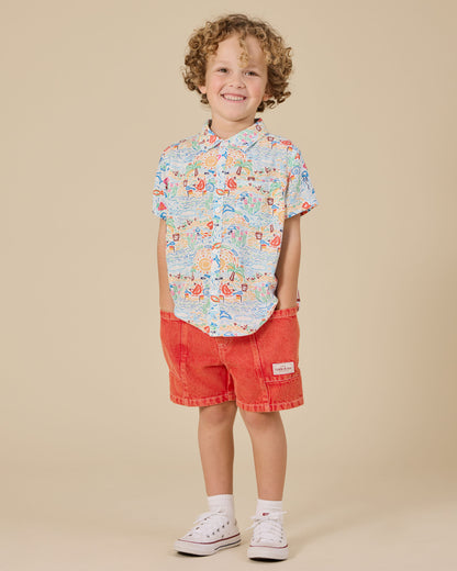 Goldie + Ace - Noah Denim Pocket Shorts Apple Red