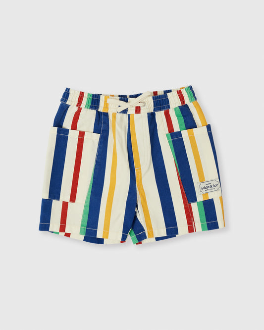 Goldie + Ace - Noah Denim Pocket Shorts 90s Bold Stripe