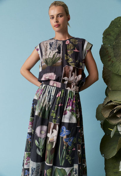 Nancybird - Alma Yoke Skirt / Charcoal Archive Floral