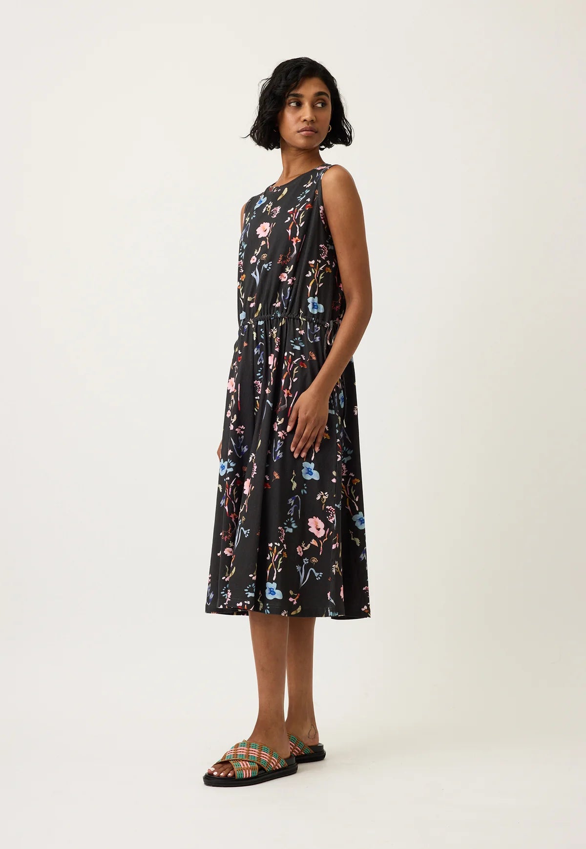 Nancybird - Lidia Tie Dress / Watercolour Charcoal