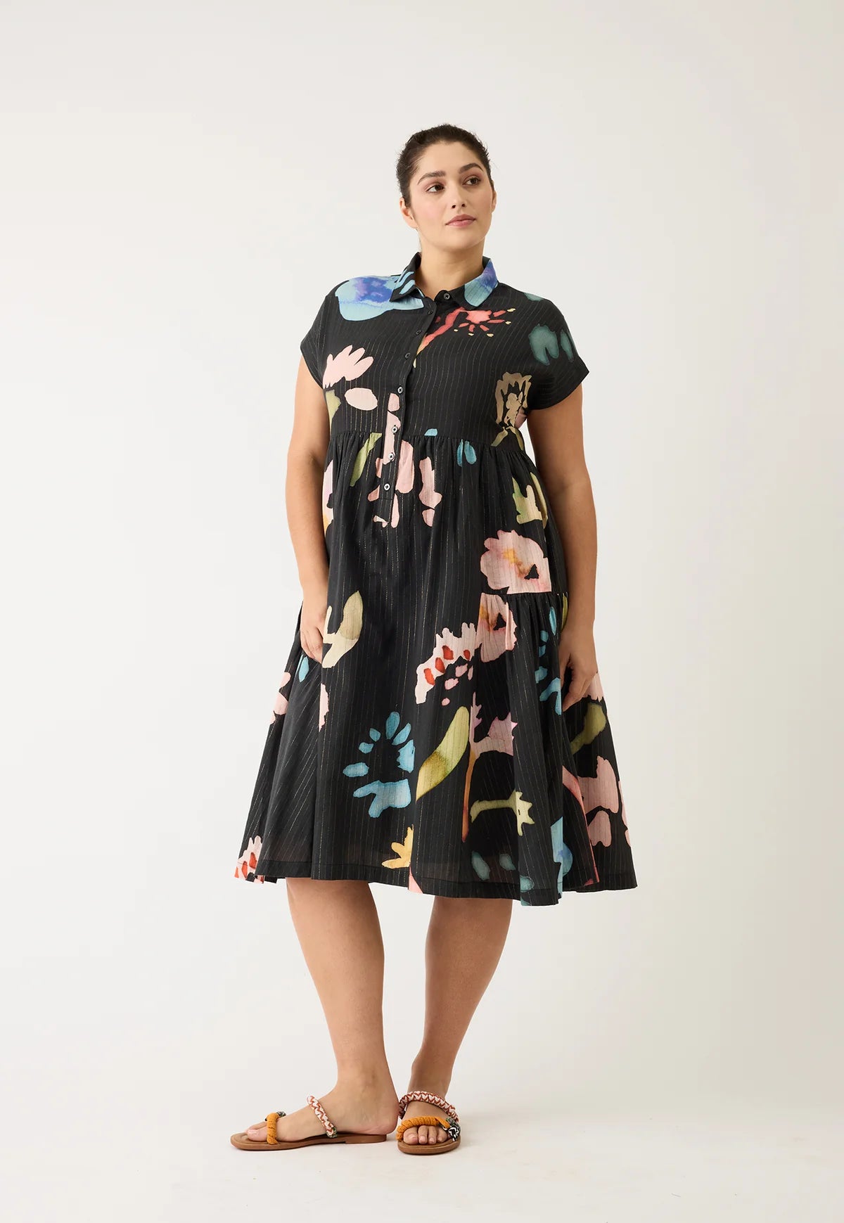 Nancybird - Maja Dress / Charcoal Watercolour