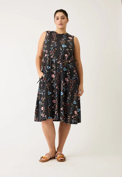 Nancybird - Lidia Tie Dress / Watercolour Charcoal