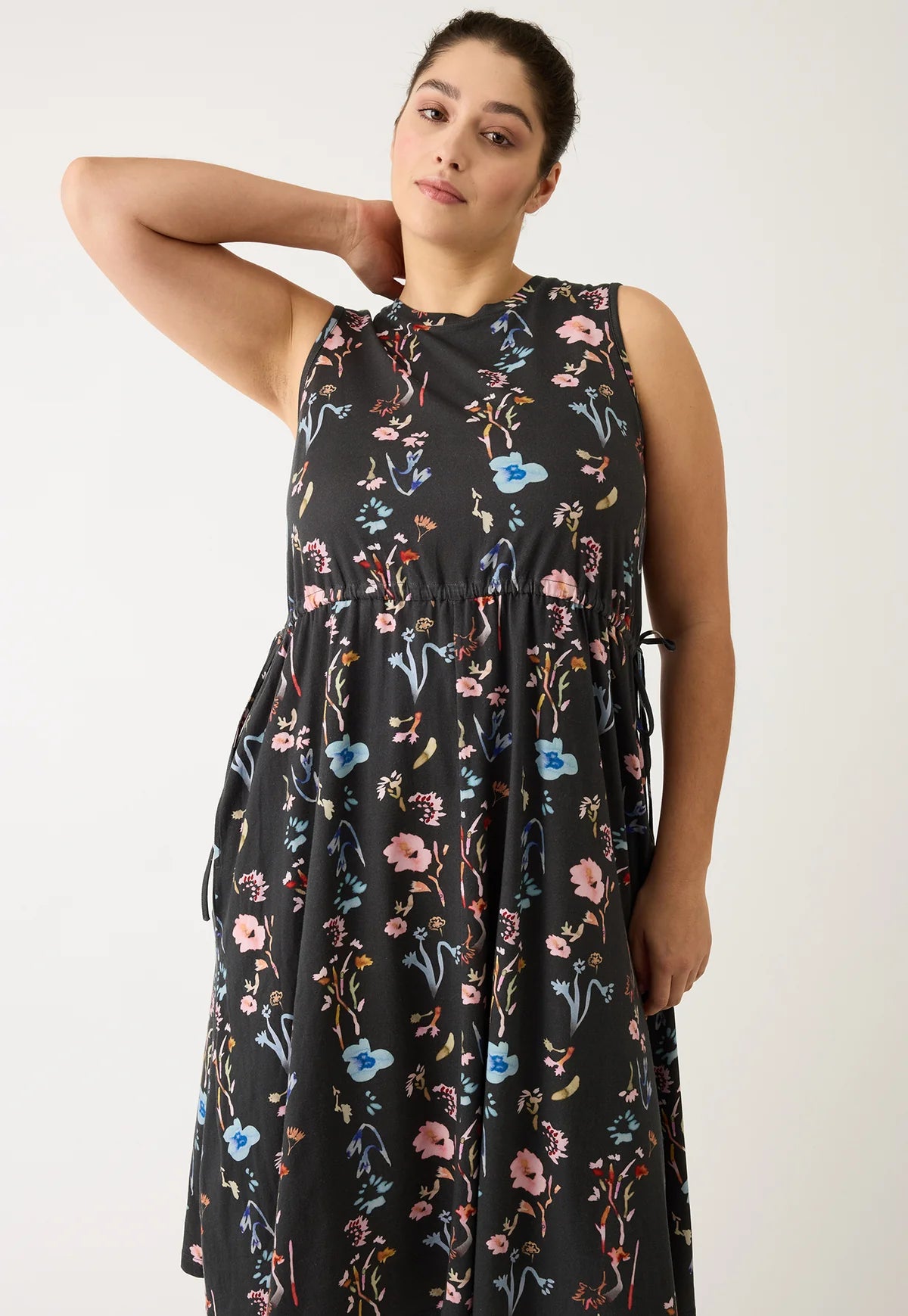 Nancybird - Lidia Tie Dress / Watercolour Charcoal