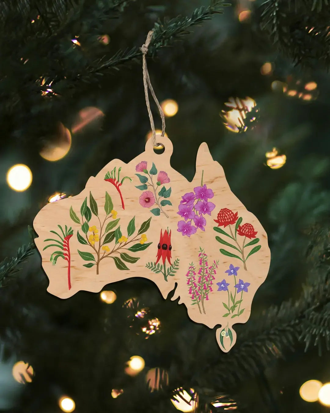 Earth Greetings - Christmas Wooden Decoration | Floral Emblems - The Ivy Room Adelaide