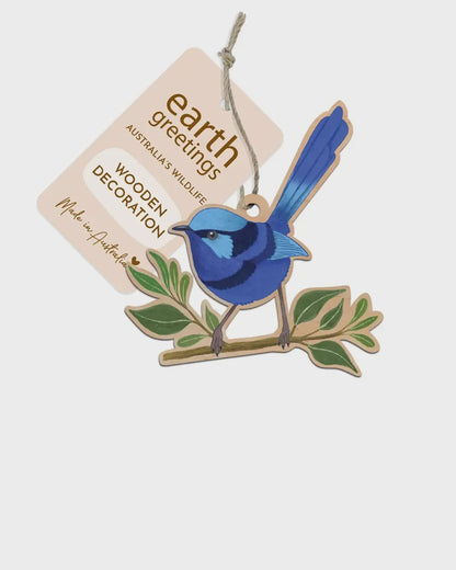 Earth Greetings - Christmas Wooden Decoration | Fairy Wren - The Ivy Room Adelaide