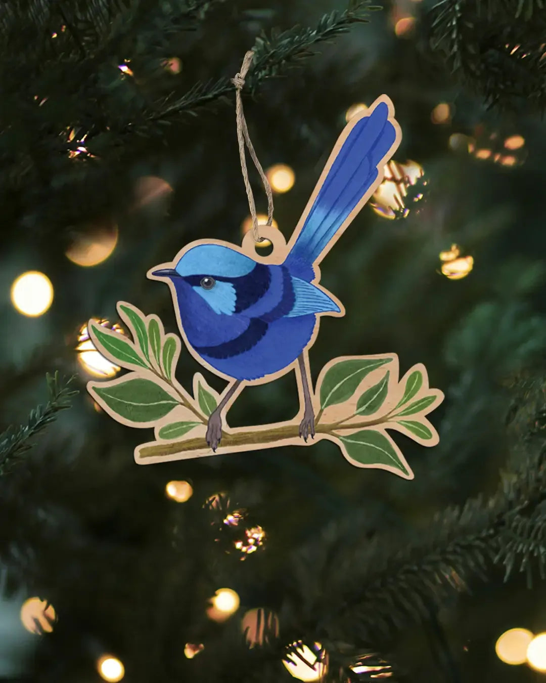 Earth Greetings - Christmas Wooden Decoration | Fairy Wren - The Ivy Room Adelaide