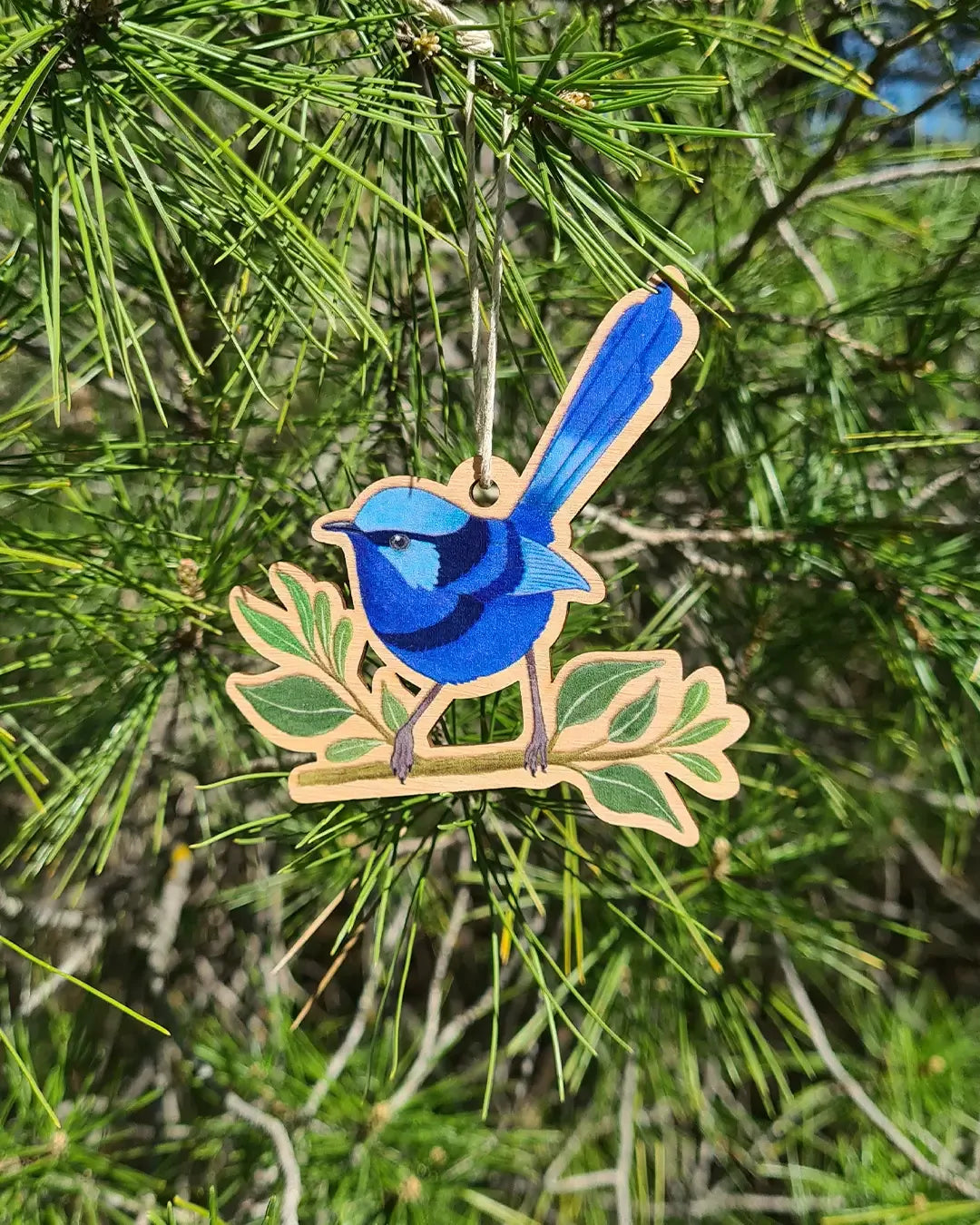 Earth Greetings - Christmas Wooden Decoration | Fairy Wren - The Ivy Room Adelaide