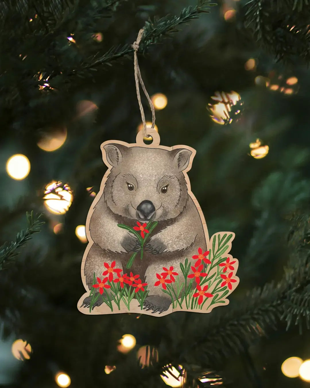 Earth Greetings - Christmas Wooden Decoration | Wombat - The Ivy Room Adelaide
