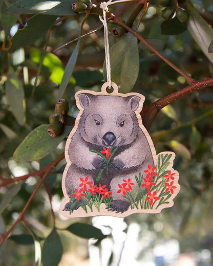 Earth Greetings - Christmas Wooden Decoration | Wombat - The Ivy Room Adelaide