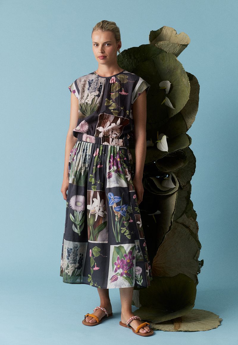 Nancybird - Alma Yoke Skirt / Charcoal Archive Floral