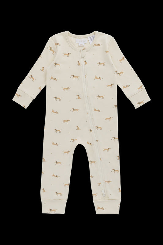 Jamie Kay - Organic Cotton Reese Zip Onepiece / Play Ball Cassava