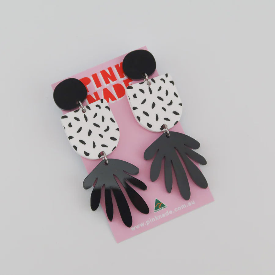 Pink Nade - Jayne White / Black Spot Dangle Earrings - The Ivy Room Adelaide