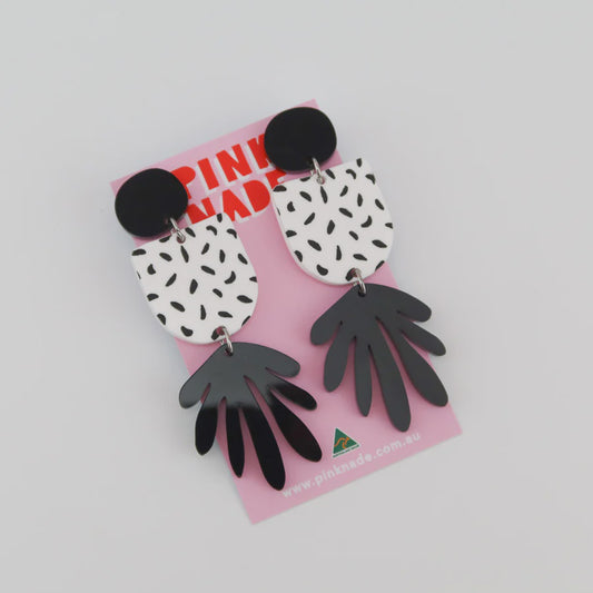Pink Nade - Jayne White / Black Spot Dangle Earrings