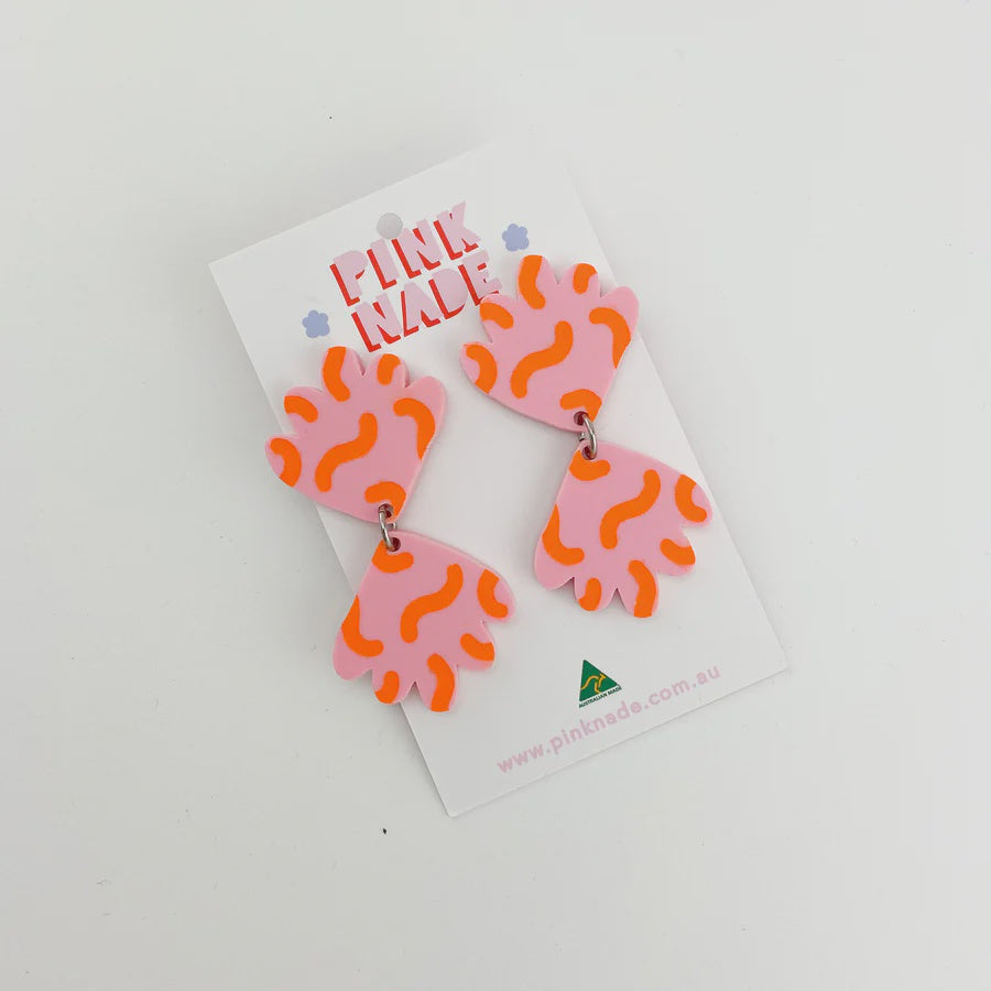 Pink Nade - The Kimmy Fandangle Pink / Orange Dangle Earrings